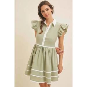 NEW IN FEBRUARY trim dress in matcha green, white